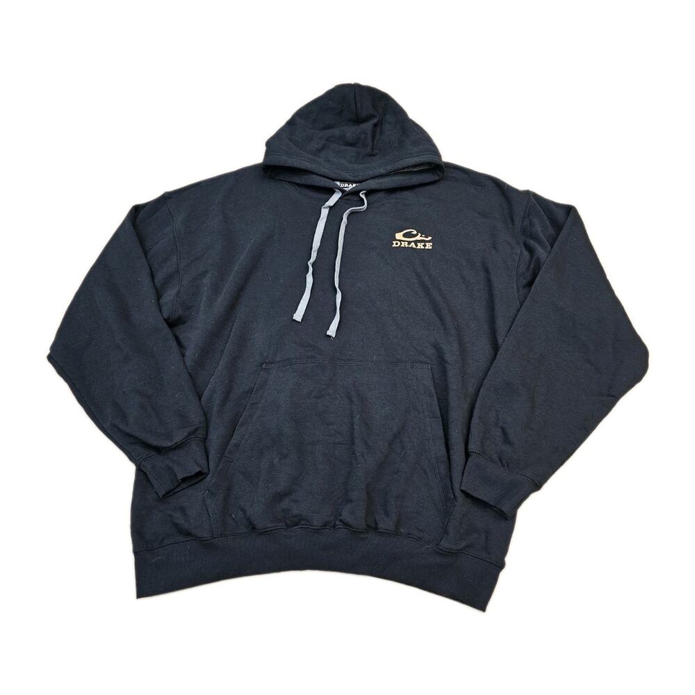 Drake Waterfowl Hoodie Pullover Sweatshirt Solid Black Men's Size 2XL Dog